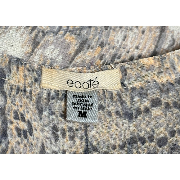 Ecote Flowy Peach Gray Watercolor Snakeskin Bronze Studded Boho Tank Top Medium - Picture 6 of 7